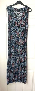 Monki Ladies Maxi Navy Floral Dress Front Buttoned Viscose Medium Size 10 - Picture 1 of 13