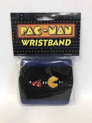 Pulsera Sweatband - Pac-Man Mapa Persecución Cherry Ghost Negro Juego Clásico NUEVO Foto 1 de 2