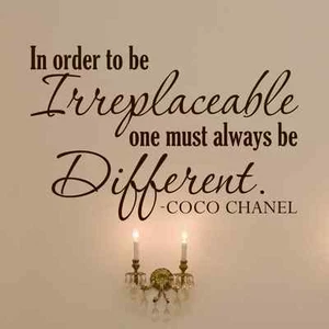 IN ORDER TO BE IRREPLACEABLE AND DIFFERENT COCO CHANEL Quote Vinyl Wall Decal - Picture 1 of 2
