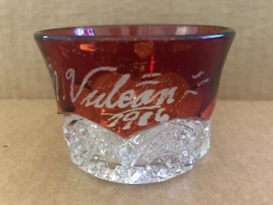 Vintage RUBY FLASH Glass Souvenir Cup 1906 M Vulean Vulcan EAPG Star Lisbon Ohio - Picture 1 of 7