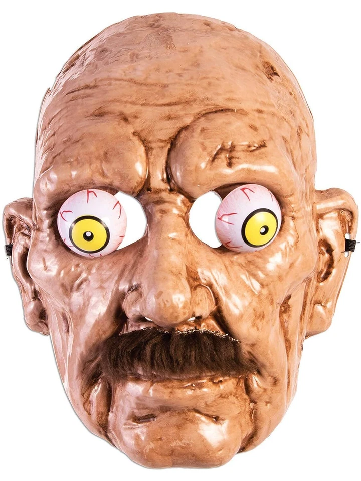 Old Man Plastic Mask Wiggly Eyes Fancy Dress Halloween Adult Costume Accessory - Image 1 of 1
