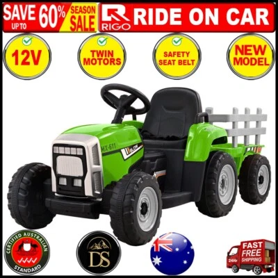 Rigo Ride On Car Tractor Toy Kids Electric Cars 12V Battery Child Toddlers Green - image 1 of 4