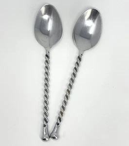 Hampton Carousel Teaspoons Twisted Stainless Flatware 7 1/8” Set Of 2 - Picture 1 of 4