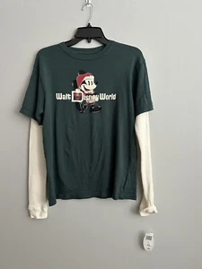 New WALT DISNEY WORLD Tee Standing MICKEY Mouse CHRISTMAS Kids Layer Long Sleeve - Picture 1 of 11