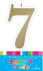 Gold Number 7 Cake Candle Birthday Celebration Party 6.5cm Topper - Picture 1 of 1