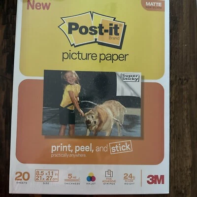 Matte Non-Glare Post-It Picture Paper Super Sticky 8.5" × 11"  20 Paper Sheets - Image 1 of 2