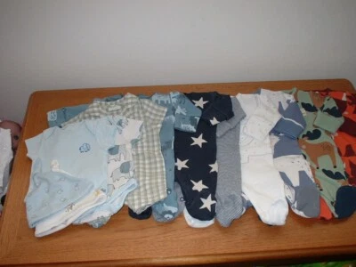 7 X NEXT BABY BOY SLEEPSUIT/BABYGROW & 2 HATS FIRST SIZE TO 7LBS 8OZ OR REBORN - Image 1 of 4