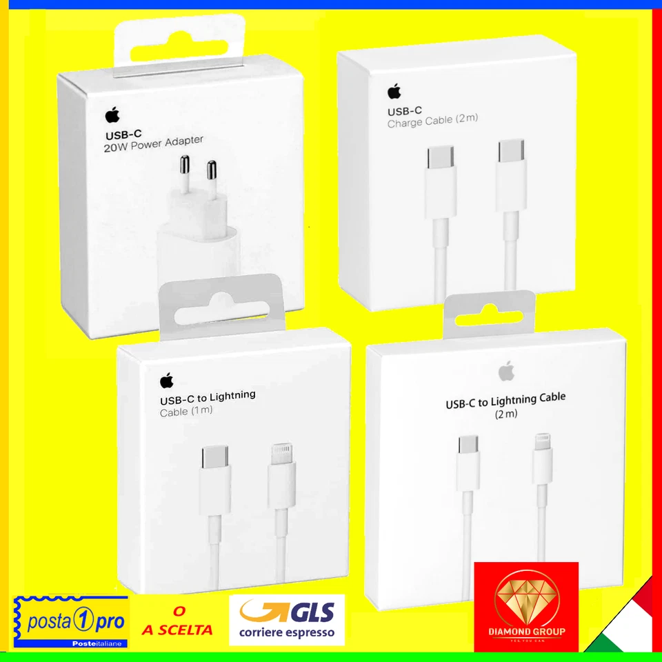 caricabatteria cavo usb-c ORIGINALE per APPLE iphone 11 12 13 14 15 16 17 pro 💎 - Immagine 1 di 1