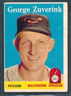 1958 Topps #6: GEORGE ZUVERINK Baltimore Orioles ~ VG-EX to EX - Image 1 of 2