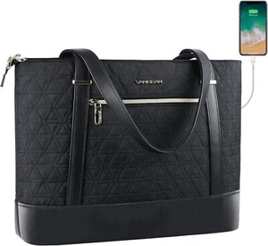 VANKEAN Laptop Tote Bag for Women, 16 Inch Waterproof Computer Shoulder Black - Picture 1 of 6