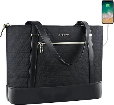 VANKEAN Laptop Tote Bag for Women, 16 Inch Waterproof Computer Shoulder Black  - Image 1 of 4