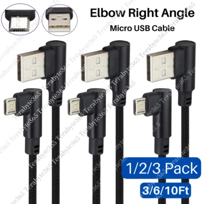 1/2/3Pack Elbow Right Angle Micro USB Cable Fast Charger For Samsung Android Lot - Image 1 of 4