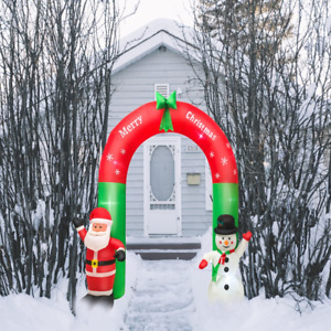 8FT Christmas Inflatables Arch with Santa & Snowman Blow up Outdoor Decorations