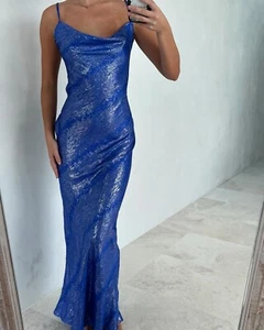 Vestido Rat and Boa Talla XS AU 6 US 2 Zafiro Azul Vestido Ajustado Con Metálico - Imagen 1 de 16