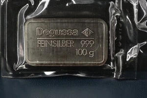 Silber 100 g Silberbarren Degussa Feinsilber 999 eingeschweißt Ag #101 - Bild 1 von 8