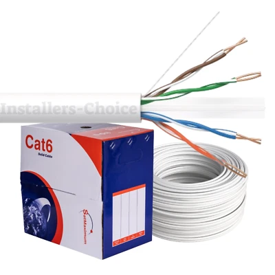 Cat6 1000FT CCA UTP Solid White Ethernet Cable - LAN Network Bulk 23 AWG RJ45 - Image 1 of 4