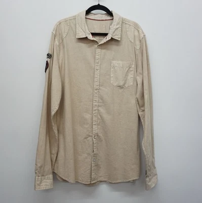 Camisa Buffalo David Bitton XXL Beige Manga Larga Camisa Abotonada con Parches XXL Foto 1 de 4