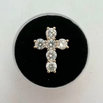 14K Yellow Gold Diamond Cross 0.9" Pendant 3.0 ct - Image 1 of 4