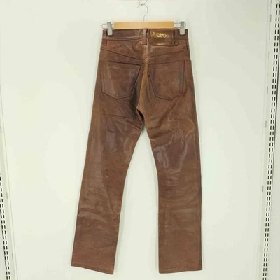 AERO CUERO Hombre Pantalones Cuero Vaca Pantalones Auténtico Marrón Informal Maxi Foto 1 de 4