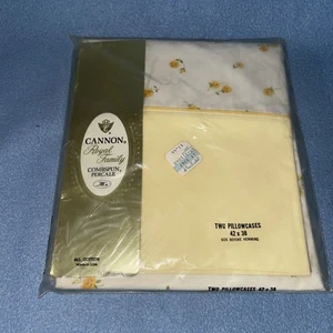 VTG USA Cannon Royal Family Combspun Percale 2 Pillowcases 42x38 100% Cotton NEW - Picture 1 of 8