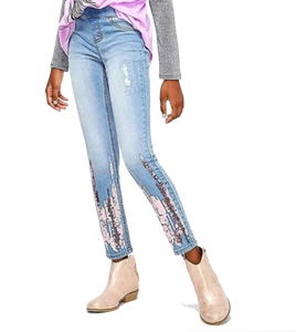 Justice Girls Rose Gold Flip Sequin Pull on Jean Leggings - Picture 1 of 3