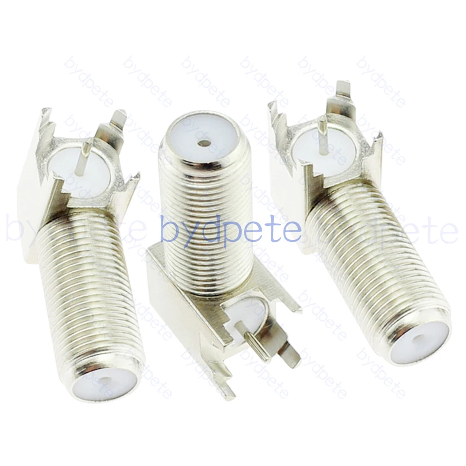 F-Type Jack Female Thru Hole Right Angle PCB Mount Long RF Connector 75ohm Coax - Image 1 of 1