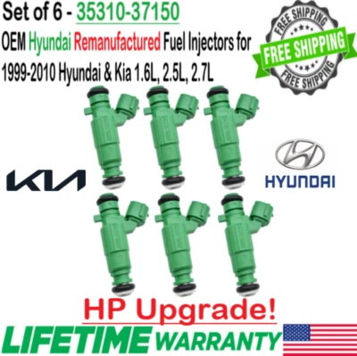 6 Sets 2006, 2007 Hyundai Accent 1.6L I4 Bosch HP Upgrade Genuine Fuel Injectors Foto 1 de 3