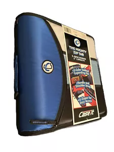 Case It The Mighty Zip Tab 3-Ring Binder 3” Capacity Blue with Shoulder Strap - Picture 1 of 6