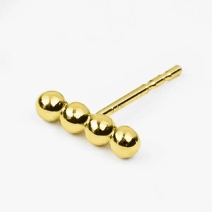 14k Solid Gold Ball Stick Stud Earring,  Lobe Second Hole Earring, Gift for Her - Picture 1 of 6