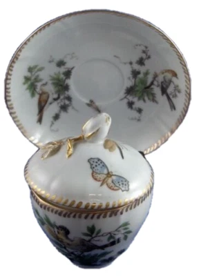Antique 18thC Royal Copenhagen Porcelain Bird Scene Cup & Saucer Porzellan Tasse - Image 1 of 4