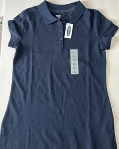 NWT OLD NAVY GIRL'S Navy Blue COLLAR UNIFORM POLO SHIRT ♡ SIZE LARGE 10-12 - Picture 1 of 6