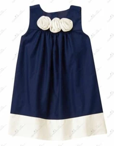 NWT Gymboree Marina Party Colorblock Rosette Dress Size 4T 5T Cotton Navy Toddle - Picture 1 of 1