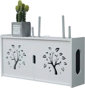 Scaffale per Router Da Parete, Bianco Scatola Di Immagazzinaggio per Router Wifi - Foto 1 di 12