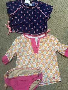 Cabana Life Girl's Printed Rashguard & Bikini Bottoms Swim Set UPF 50+. - Picture 1 of 5