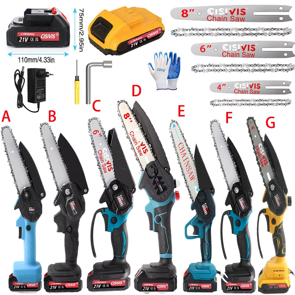 Akku Kettensäge 4/6/8 Zoll Mini Elektro Kettensägen Handkettensäge Mit 2 Akku DE - Bild 1 von 1