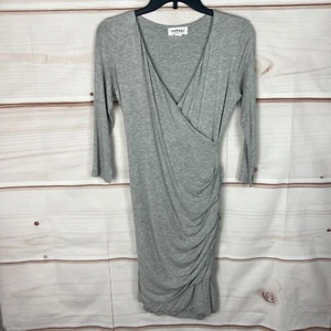 Velvet by Graham & Spencer Dress Womens S Gray Faux Wrap Bodycon V-Neck Knit - Picture 1 of 9