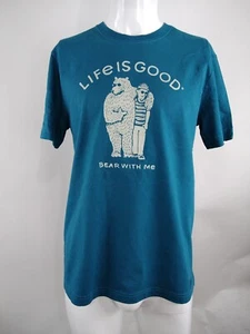 Life is Good Men Short Sleeve Crusher Tee Bear With Me Friend Blue Medium 68986 - Picture 1 of 10