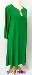 Coco Bianco Fresh Green Colour Midi Dress UK Size L Stretchy 3/4 Sleeves - Picture 1 of 8