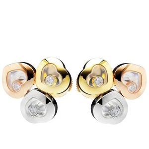 Pendientes de corazones y diamantes Chopard Happy Curves blancos, amarillos y de oro rosa 83/9390 - Imagen 1 de 3