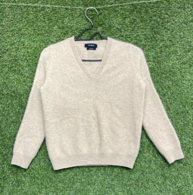 Suéter feminino de cashmere autógrafo M&S Reino Unido 12 serve pequeno 100% bege outono quente Y2K - Imagem 1 de 4