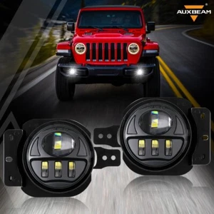for Jeep Wrangler JL JLU 2018-2023 4" Black LED Fog Light Bumper Driving Lamps - Picture 1 of 12