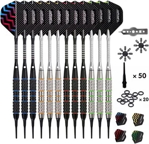 Darts Plastic Tip Professional Soft Tip Darts Set For Electronic Dartboard 12 Pc - Picture 1 of 3