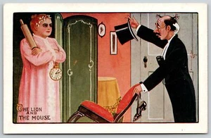 C Ryan~The Lion & the Mouse~Wife in Curlers~Rolling Pin~Disheveled Husband Late - Picture 1 of 2