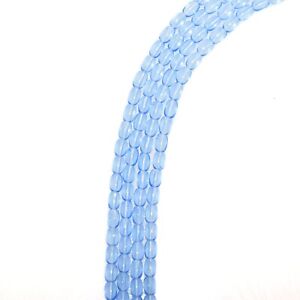 Czech Rice Pressed Glass Oval Beads, 6x4mm Light Sapphire - Qty 50 pcs