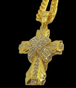 Mens Chain Necklace Cross Crucifix Pendant  - Picture 1 of 3