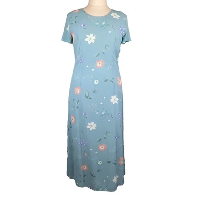 VTG Laura Ashley Maxi Dress Size 12 Blue Floral Chiffon Cottagecore Fairycore - Image 1 of 4