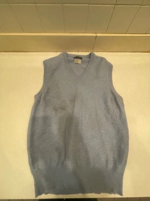 Chaleco Suéter Moore Vintage Para Hombre Mediano AZUL CLARO 100% Lana de Cordero Pullover Cuello en V Foto 1 de 4