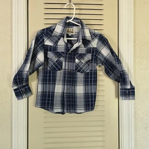 Ely Cattleman Size XS Kids Cowboy Shirt Pearl Snaps Blue Plaid - Picture 1 of 5
