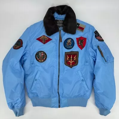 Top Gun Bomber Jacket Mens XL Vintage Aviator Type B-15 US Air Force Patches USA - Image 1 of 4