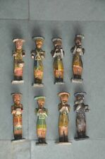8 Pc Vintage Wooden Handpainted Wooden Figurine With Musical Instruments
